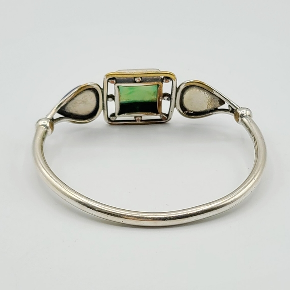 Vintage Silver Lapis Lazuli Turquoise Bangle Bracelet - Picture 4 of 7